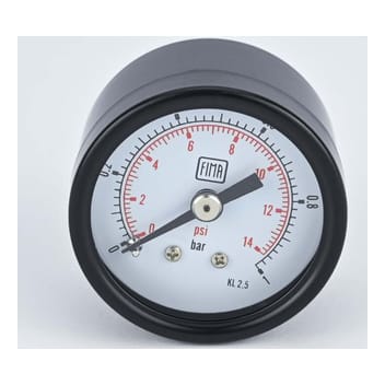 Pressure Gauge 0-1 BAR 1.5" Dial 1/8" BSP Back Connection Black Case Brass Thread Fima