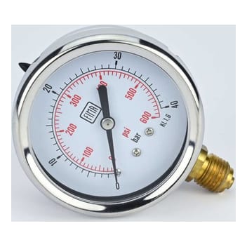 Pressure Gauge 0-40 BAR 2.5" Dial 1/4" BSP Bottom Connection SS Case Brass Thread Fima