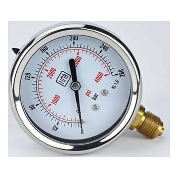 Pressure Gauge 0-280 BAR 2.5" Dial 1/4" BSP Bottom Connection SS Case Brass Thread Fima