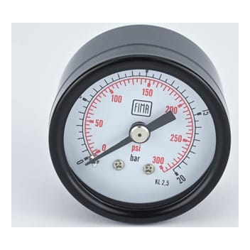 Pressure Gauge 0-20 BAR 1.5" Dial 1/8" BSP Back Connection Black Case Brass Thread Fima