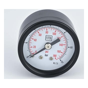 Pressure Gauge 0-12 BAR 1.5" Dial 1/8" BSP Back Connection Black Case Brass Thread Fima
