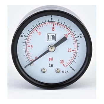 Pressure Gauge 0-2 BAR 2" Dial 1/4" BSP Back Connection Black Case Brass Thread Fima