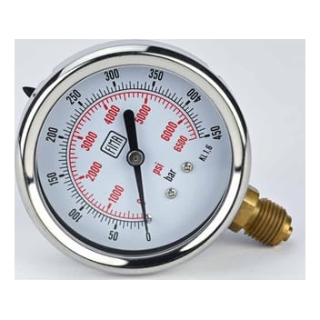 Pressure Gauge 0-450 BAR 2.5" Dial 1/4" BSP Bottom Connection SS Case Brass Thread Fima
