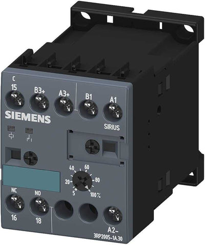 3RP2005-1AQ30 - Siemens Multifunction Timer Relay, 0.05 – 100 h, 0.05 – 100 min, 0.05 – 100s 100 – 127 V AC, 24 V AC/DC (DIN Rail)