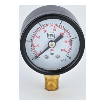 Pressure Gauge 0-10 BAR 1.5" Dial 1/8" Bottom Connection Black Case Brass Thread Fima