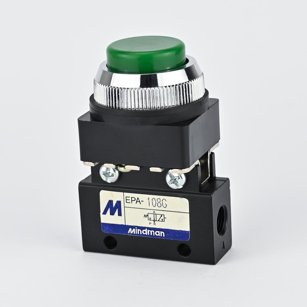 PNEUMATIC PUSH BUTTON 1/8" GREEN MINDMAN