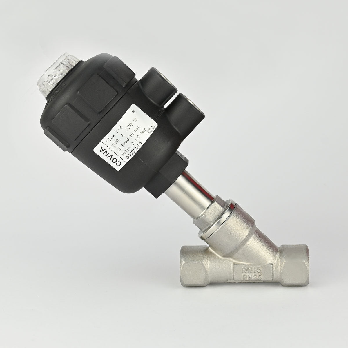 ANGLE VALVE 2/2 1/2" NC SS SINGLE ACTING SS BODY POLYAMIDE ACTUATOR COVNA