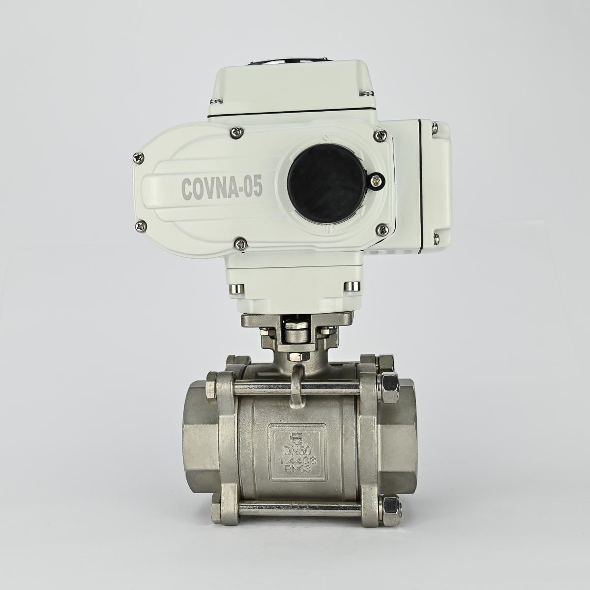 ELECTRIC BALL VALVE 2" 3 PCE DESIGN SS BODY PTFE SEAL 220 VAC COVNA