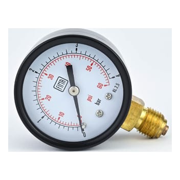 Pressure Gauge 0-4 BAR 2" Dial 1/4" BSP Bottom Connection Black Case Brass Thread Fima