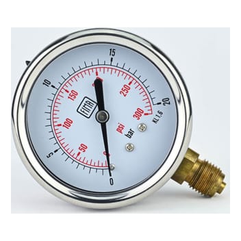 Pressure Gauge 0-20 BAR 2.5" Dial 1/4" BSP Bottom Connection SS Case Brass Thread Fima