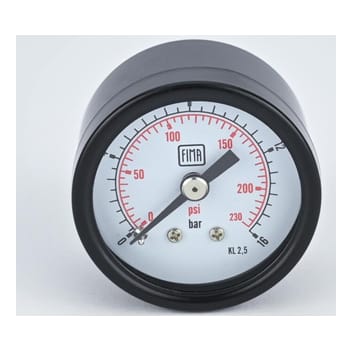 Pressure Gauge 0-16 BAR 1.5" Dial 1/8" BSP Back Connection Black Case Brass Thread Fima