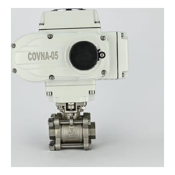 Electric Ball Valve 1/2" 3 PCE Design SS Body Ptfe Seal 24 VAC Covna