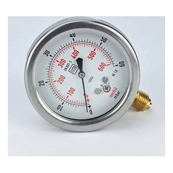 Pressure Gauge 0-60 BAR 2" Dial 1/4" BSP Bottom Connection SS Case Brass Thread Fima