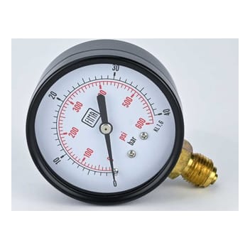 Pressure Gauge 0-40 BAR 2.5" Dial 1/4" BSP Bottom Connection Black Case Brass Thread Fima