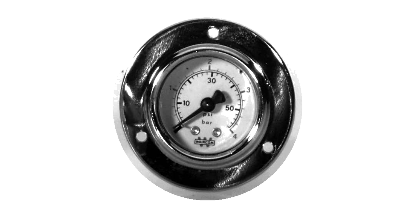 Waircom MF4/1 MA Series axial with flange pressure gauge with 0 ÷ 1 bar scale, Ø40 mm dial, and G 1/8 panel mounting with flange connection