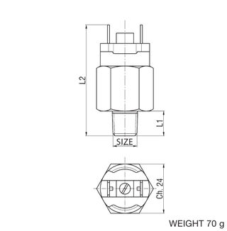 Waircom PRA4 - PR Series N.O. Diaphragm Pressure Switch (single contact) (1 – 10 bar Adjusting Range)