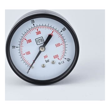 Pressure Gauge 0-40 BAR 2.5" Dial 1/4" BSP Back Connection Black Case Brass Thread Fima
