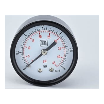 Pressure Gauge 0-3 BAR 2" Dial 1/4" BSP Back Connection Black Case Brass Thread Fima