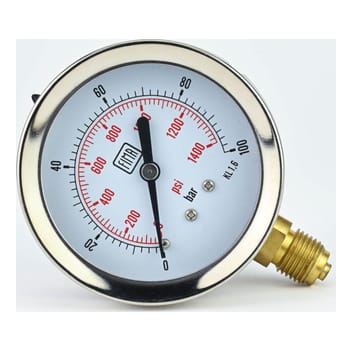 Pressure Gauge 0-100 BAR 2.5" Dial 1/4" BSP Bottom Connection SS Case Brass Thread Fima