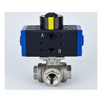 SS Ball Valve With D.A. Actuator 1/2" 3 WAY Design Cptorque