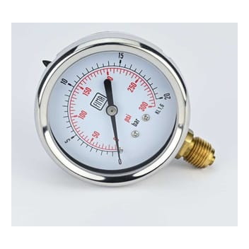Pressure Gauge 0-20 BAR 2.5" Dial 1/4" BSP Back Connection SS Case Brass Thread Fima