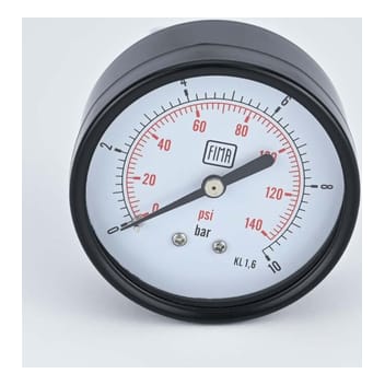 Pressure Gauge 0-10 BAR 2" Dial 1/4" BSP Back Connection Black Case Brass Thread Fima
