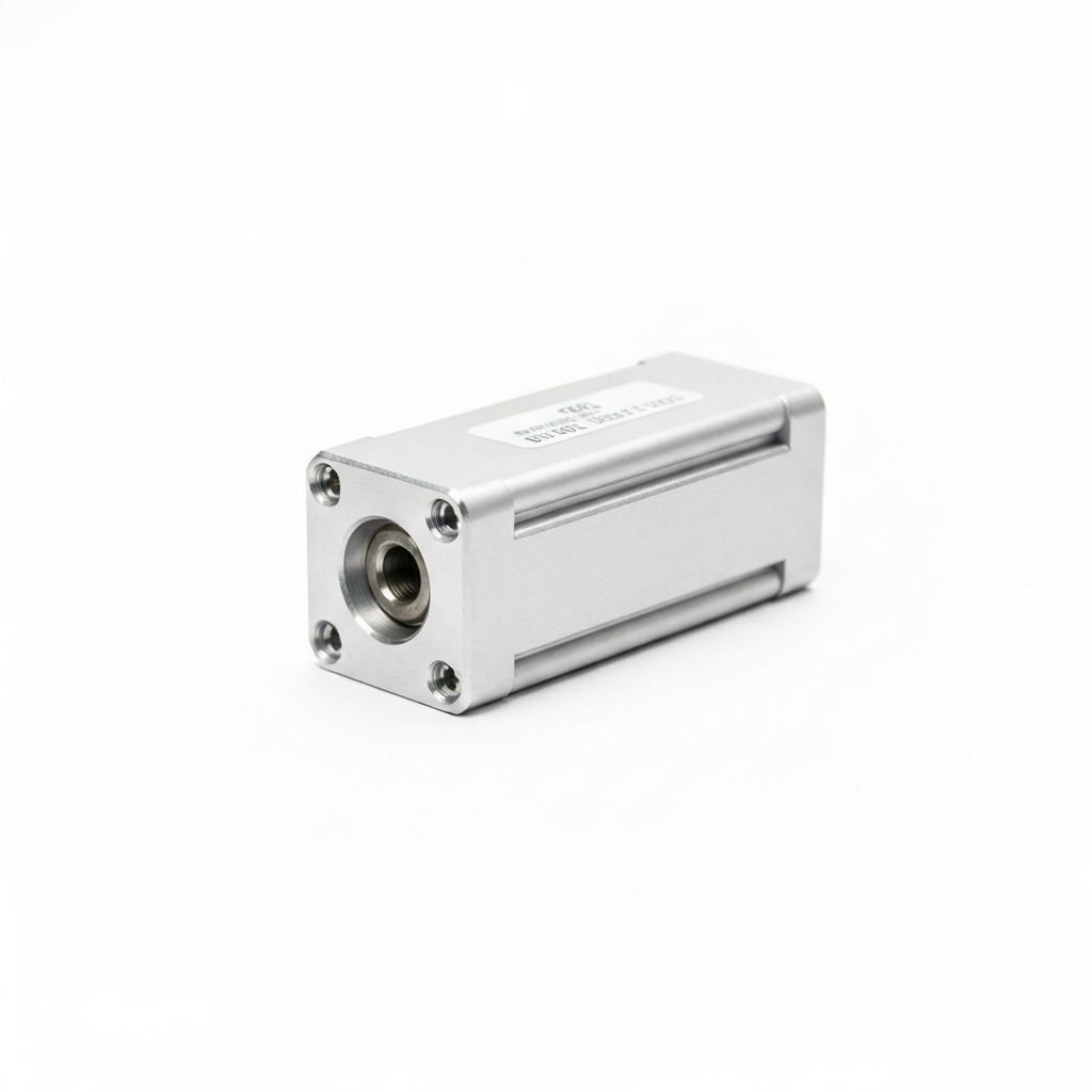 SMC compact pneumatic cylinder specified for low-particulate pharmaceutical packaging equipment